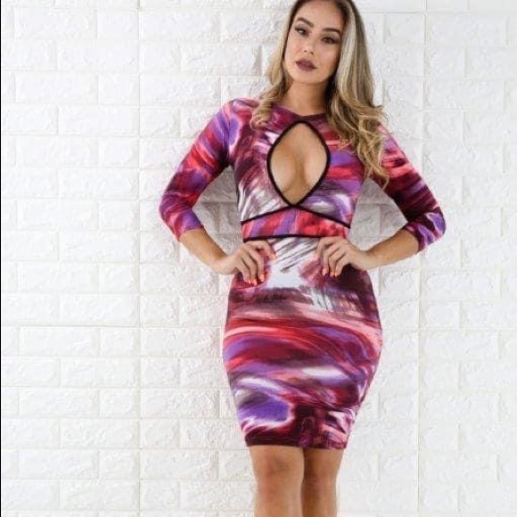 Multicolor open front dress - Picture 1 of 5